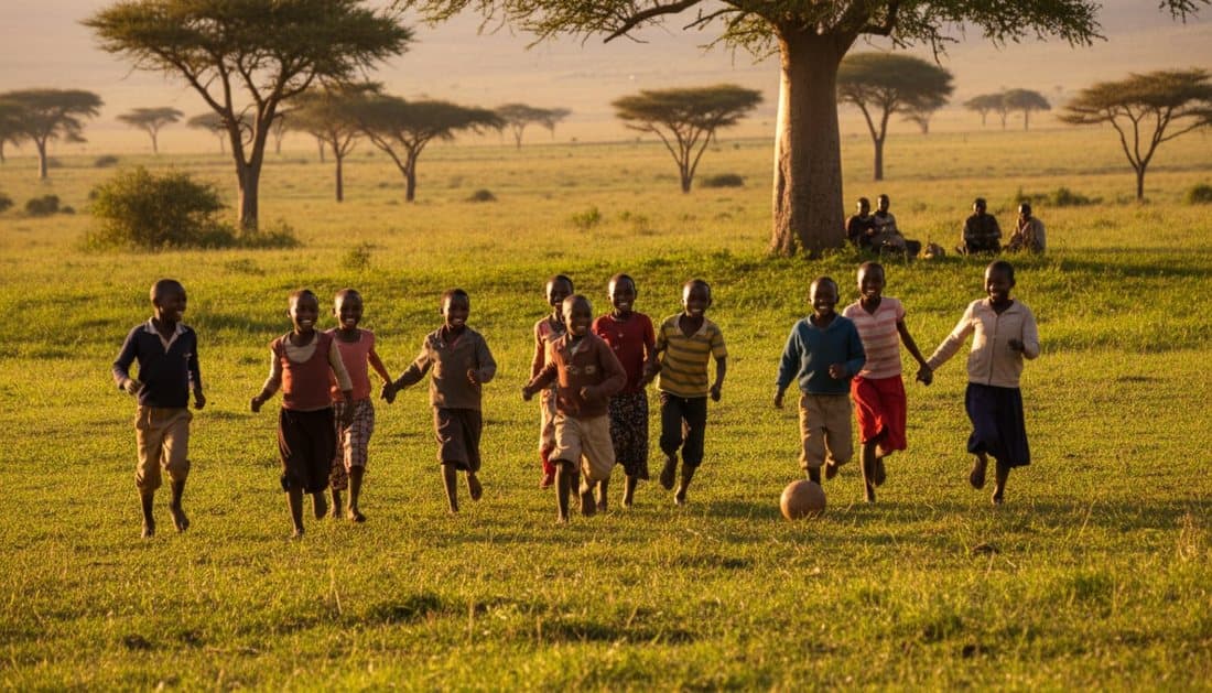 Children at Bogetenga Children's Home running and playing